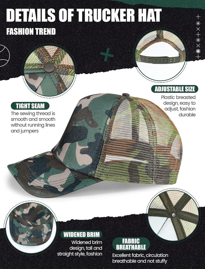 Tarpop 10 Pcs Sublimation Blank Trucker Hats Bulk Mesh Baseball Cap Polyester Mesh Trucker Hat for Men and Women - Image 3